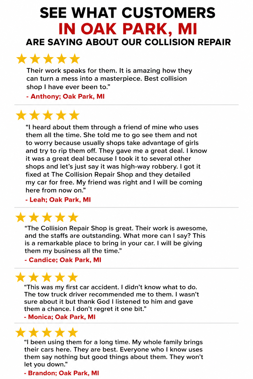 Oak Park Michigan Review Collision Oak Park Michigan Review Collision