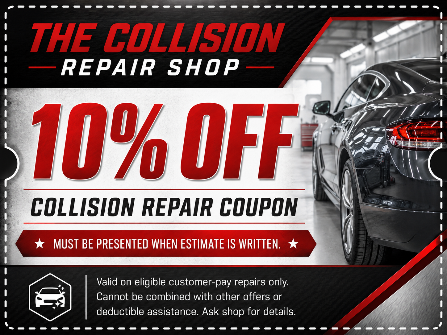 10 percent off collision repair coupon from The Collision Repair Shop