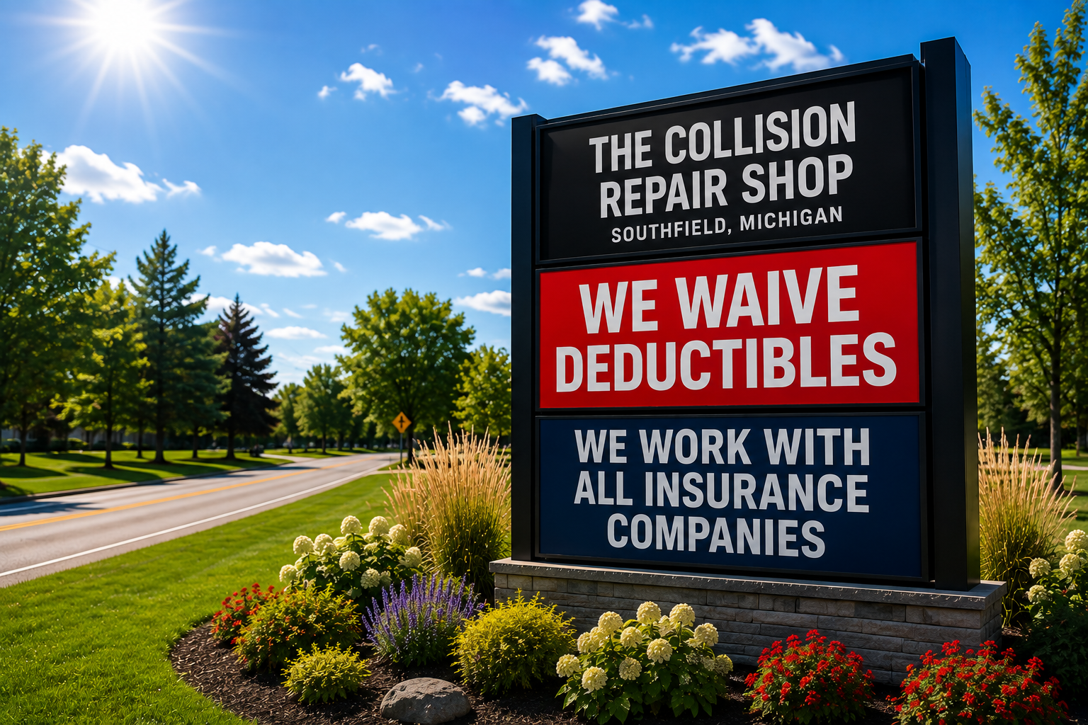 Insurance collision repair Southfield Michigan with deductible assistance