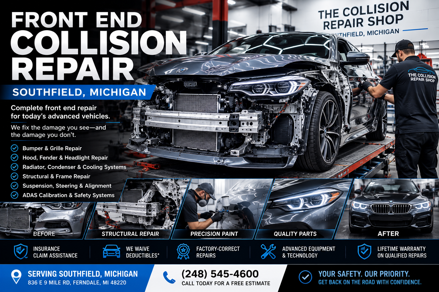 Front end auto body repair Southfield Michigan