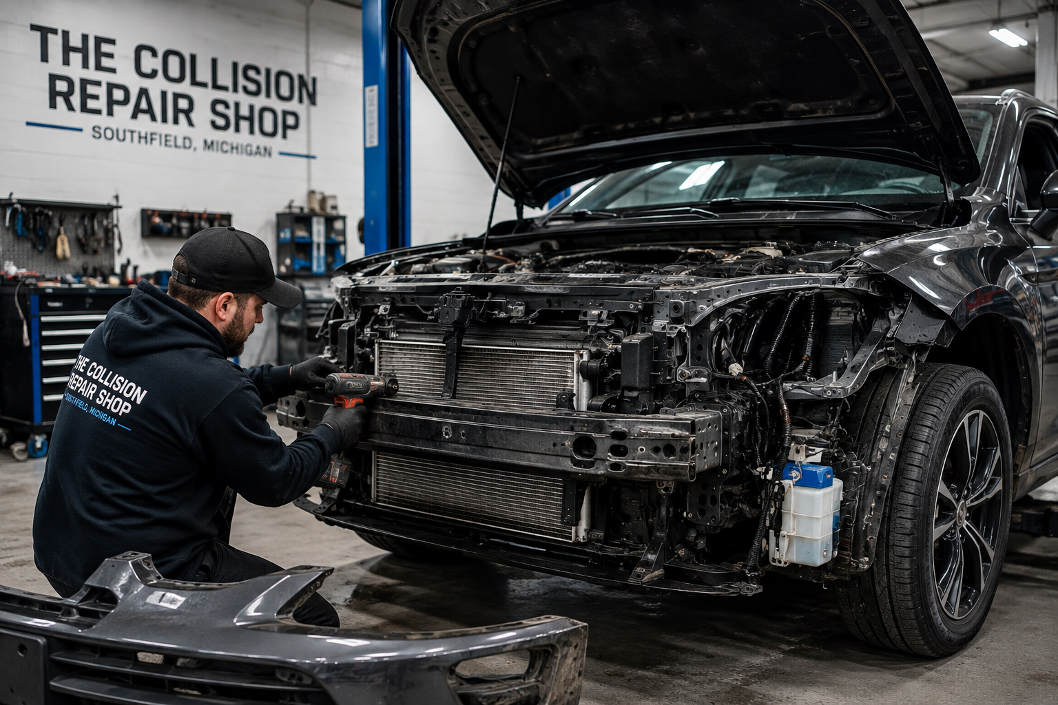 Hidden front end collision damage Southfield MI