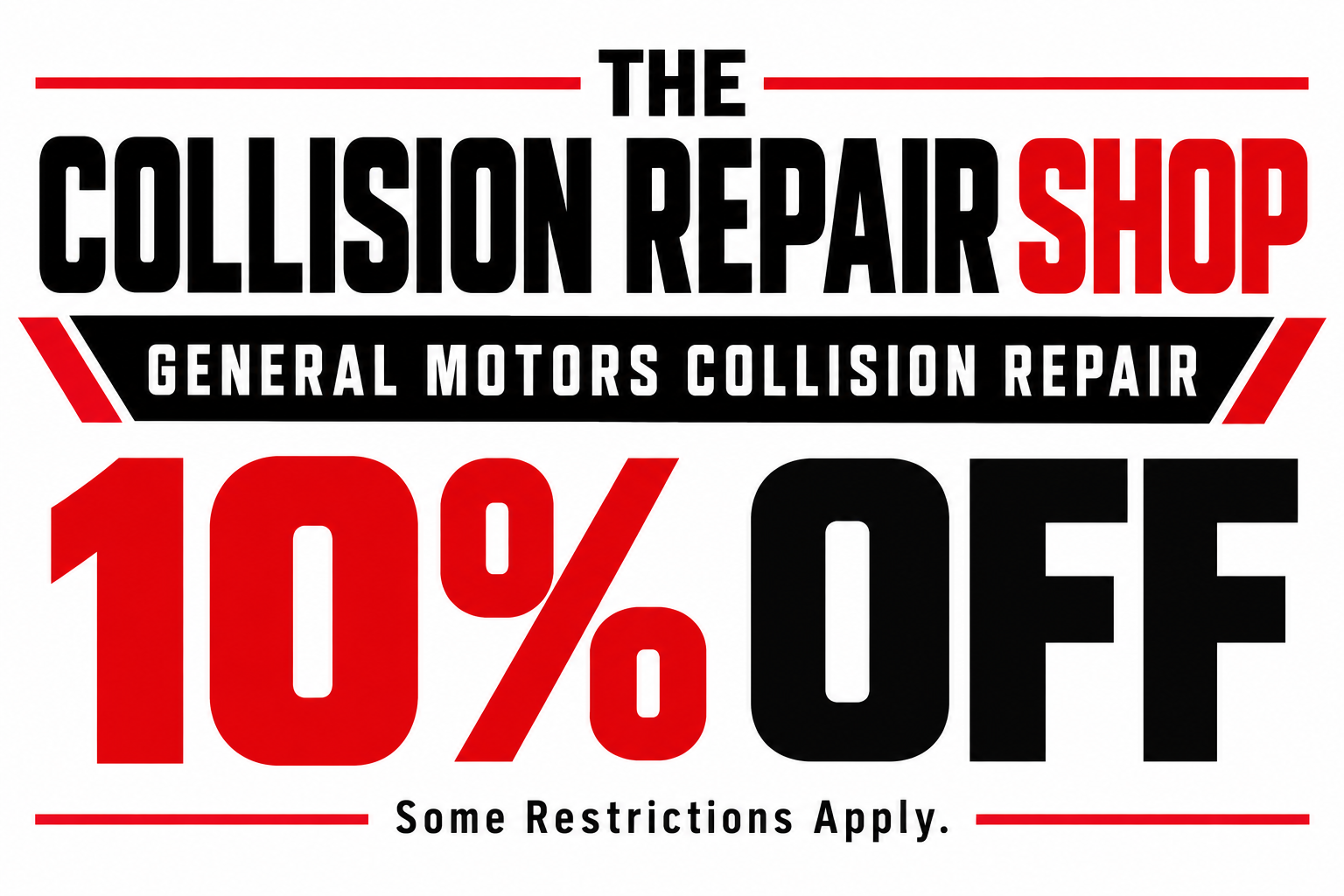 General Motors collision repair 10 percent off coupon
