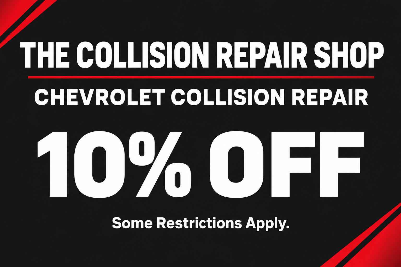 Chevrolet collision repair 10 percent off coupon