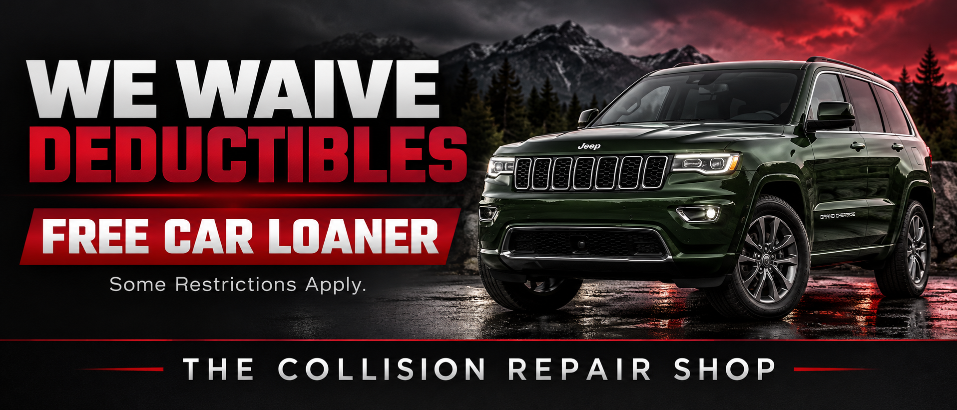 Jeep collision repair deductible assistance and free loaner offer