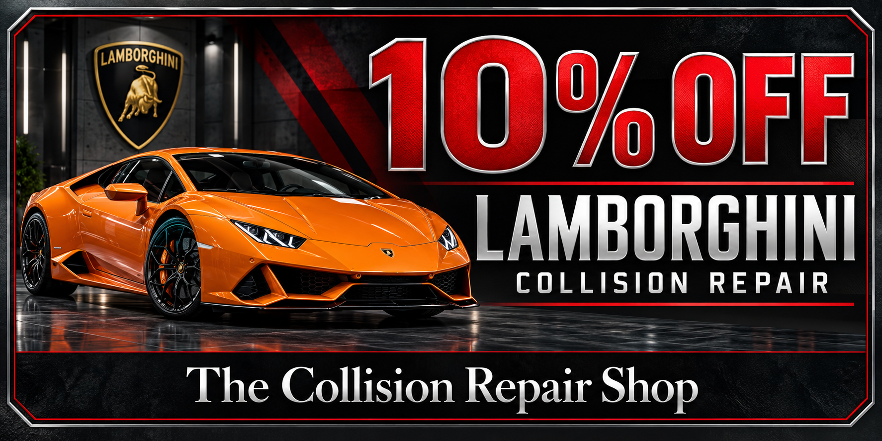 Ten percent off Lamborghini collision repair coupon