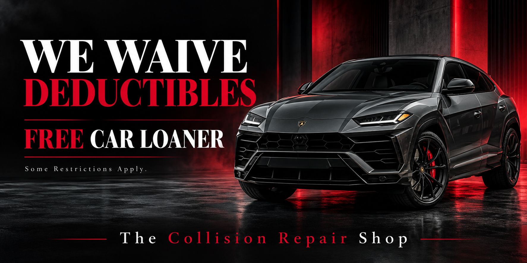 Lamborghini collision repair deductible assistance and free loaner offer