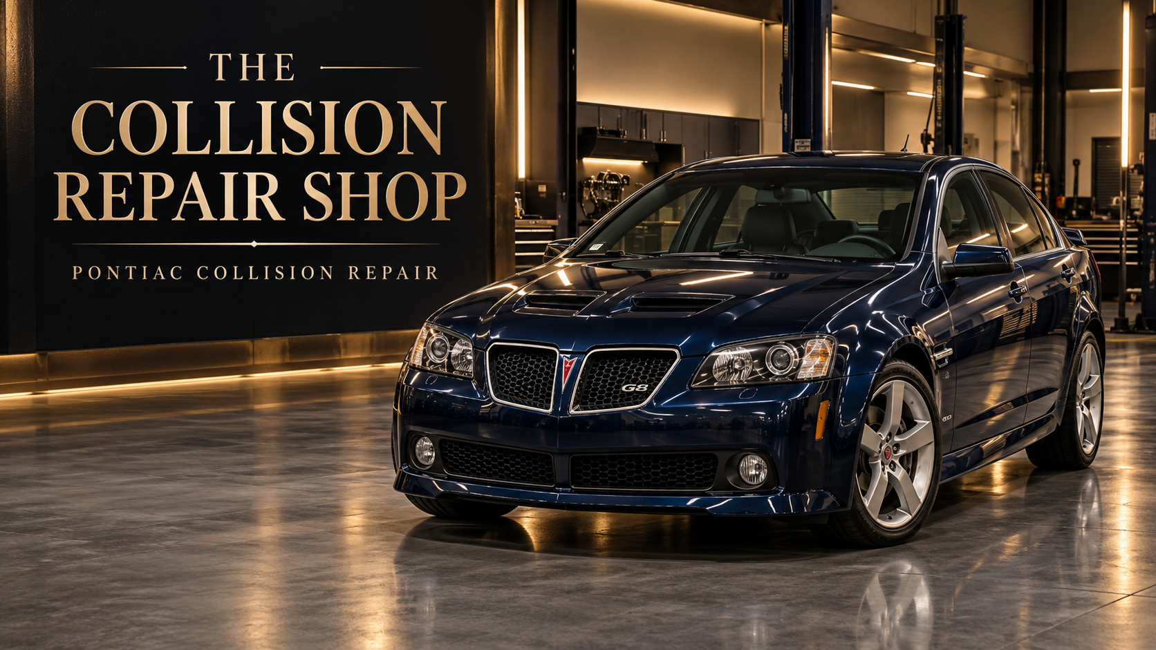Pontiac G8 in a luxury repair shop