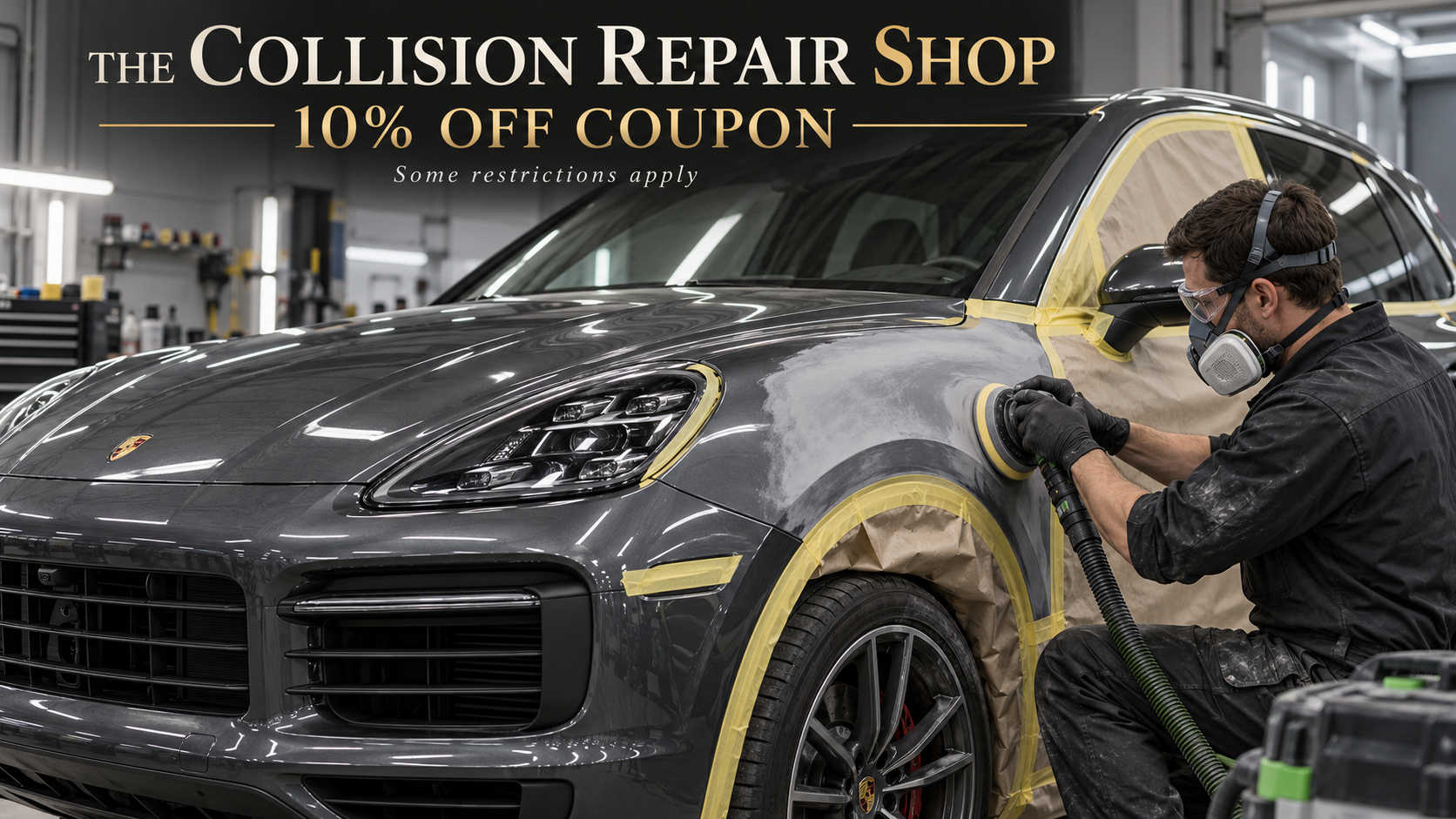 Porsche auto body repair artwork