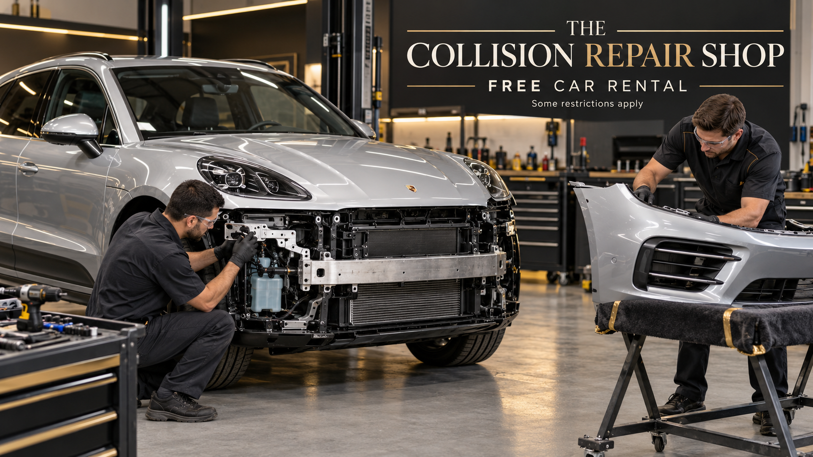 Porsche collision repair artwork